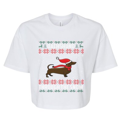 Dachshund Through The Snow Ugly Christmas Gift Bella+Canvas Jersey Crop Tee