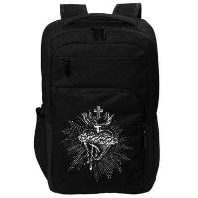 Devotion To The Sacred Heart Of Jesus Vintage Catholic Art Impact Tech Backpack