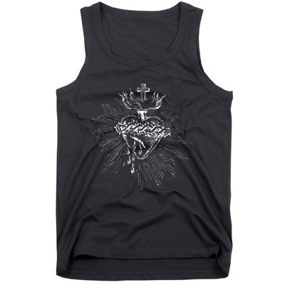 Devotion To The Sacred Heart Of Jesus Vintage Catholic Art Tank Top