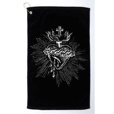 Devotion To The Sacred Heart Of Jesus Vintage Catholic Art Golf Towel