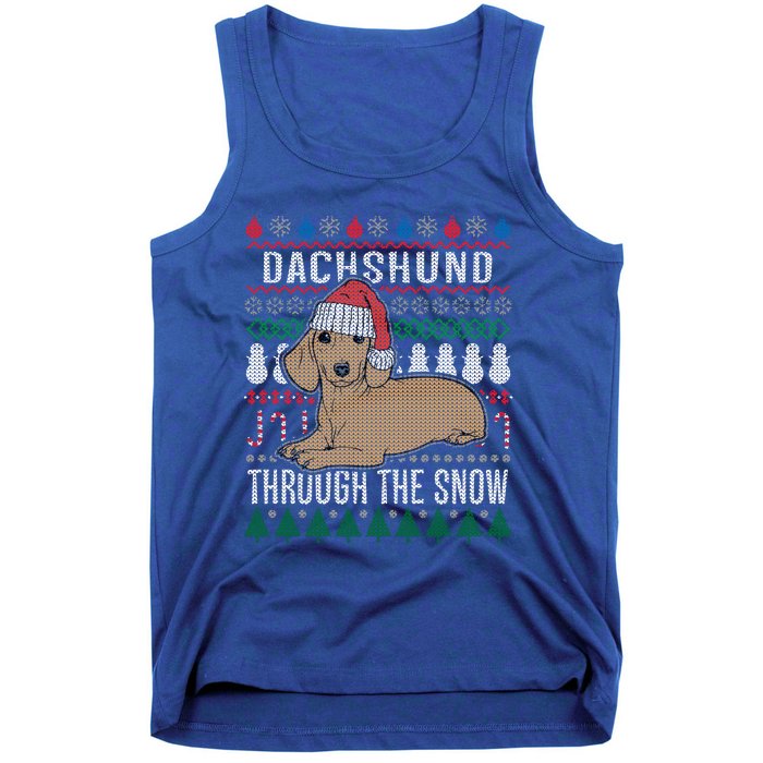 Dachshund Through The Snow Ugly Christmas Gift Tank Top