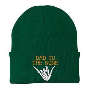 Dad To The Bone Spooky Skeleton Hand Funny Halloween Knit Cap Winter Beanie