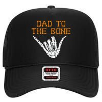 Dad To The Bone Spooky Skeleton Hand Funny Halloween High Crown Mesh Back Trucker Hat