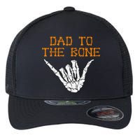 Dad To The Bone Spooky Skeleton Hand Funny Halloween Flexfit Unipanel Trucker Cap