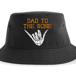 Dad To The Bone Spooky Skeleton Hand Funny Halloween Sustainable Bucket Hat