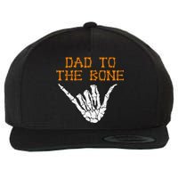 Dad To The Bone Spooky Skeleton Hand Funny Halloween Wool Snapback Cap