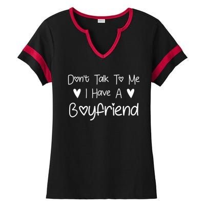 Don't Talk To Me I Have A Friend Funny Couple Friends Gift Ladies Halftime Notch Neck Tee