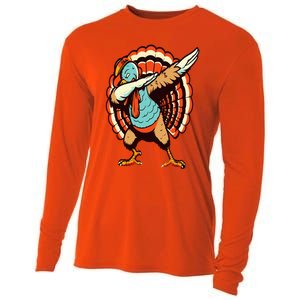 Dabbing Turkey Thanksgiving Day Pilgrim  Funny Dab Cooling Performance Long Sleeve Crew