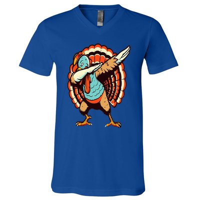 Dabbing Turkey Thanksgiving Day Pilgrim  Funny Dab V-Neck T-Shirt