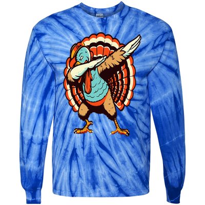 Dabbing Turkey Thanksgiving Day Pilgrim  Funny Dab Tie-Dye Long Sleeve Shirt