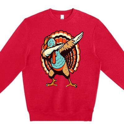 Dabbing Turkey Thanksgiving Day Pilgrim  Funny Dab Premium Crewneck Sweatshirt