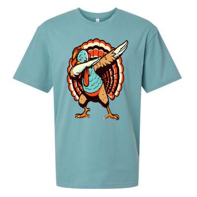 Dabbing Turkey Thanksgiving Day Pilgrim  Funny Dab Sueded Cloud Jersey T-Shirt