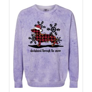 Dachshund Through The White Snow Retro Dachshund Lover Owner Cute Gift Colorblast Crewneck Sweatshirt