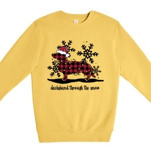 Dachshund Through The White Snow Retro Dachshund Lover Owner Cute Gift Premium Crewneck Sweatshirt