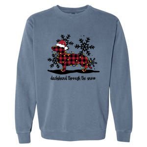 Dachshund Through The White Snow Retro Dachshund Lover Owner Cute Gift Garment-Dyed Sweatshirt