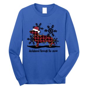 Dachshund Through The White Snow Retro Dachshund Lover Owner Cute Gift Long Sleeve Shirt