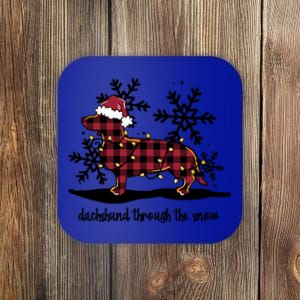 Dachshund Through The White Snow Retro Dachshund Lover Owner Cute Gift Coaster