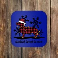 Dachshund Through The White Snow Retro Dachshund Lover Owner Cute Gift Coaster