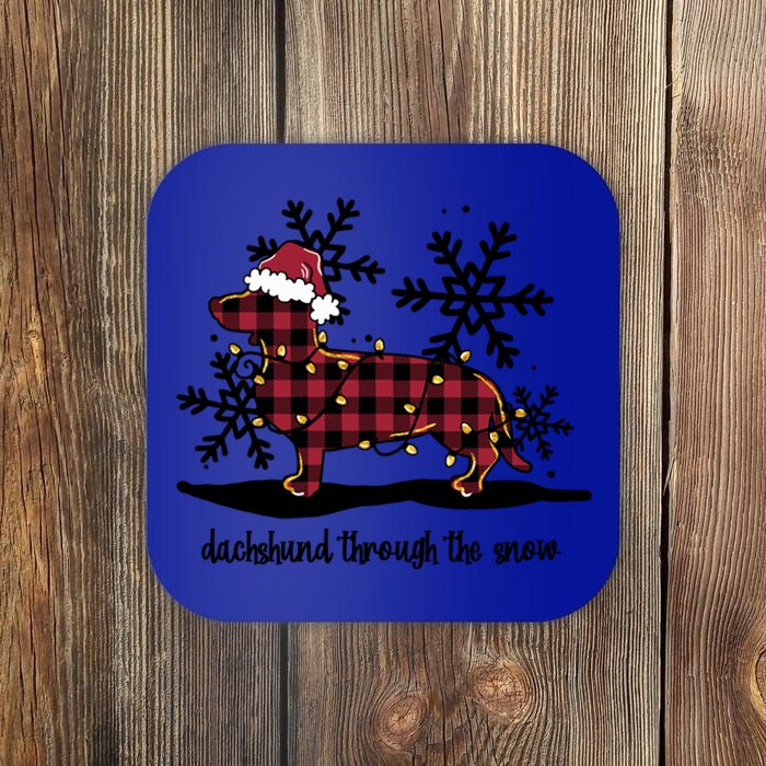 Dachshund Through The White Snow Retro Dachshund Lover Owner Cute Gift Coaster