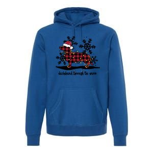 Dachshund Through The White Snow Retro Dachshund Lover Owner Cute Gift Premium Hoodie