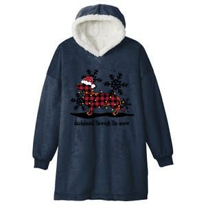 Dachshund Through The White Snow Retro Dachshund Lover Owner Cute Gift Hooded Wearable Blanket