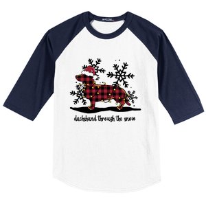 Dachshund Through The White Snow Retro Dachshund Lover Owner Cute Gift Baseball Sleeve Shirt