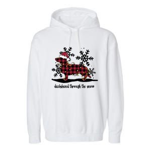 Dachshund Through The White Snow Retro Dachshund Lover Owner Cute Gift Garment-Dyed Fleece Hoodie