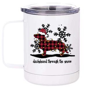 Dachshund Through The White Snow Retro Dachshund Lover Owner Cute Gift 12 oz Stainless Steel Tumbler Cup