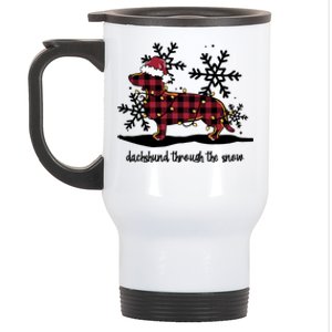 Dachshund Through The White Snow Retro Dachshund Lover Owner Cute Gift Stainless Steel Travel Mug