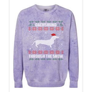 Dachshund Through The Snow Ugly Christmas Gift Colorblast Crewneck Sweatshirt