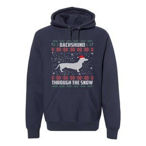 Dachshund Through The Snow Ugly Christmas Gift Premium Hoodie