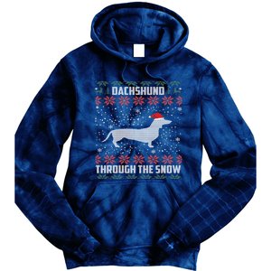 Dachshund Through The Snow Ugly Christmas Gift Tie Dye Hoodie