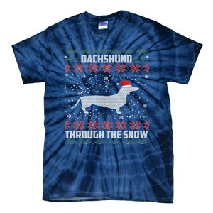 Dachshund Through The Snow Ugly Christmas Gift Tie-Dye T-Shirt