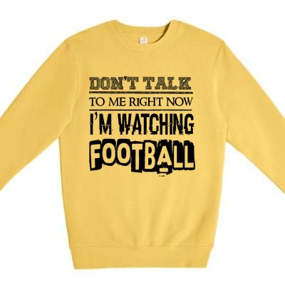 Don't Talk To Me Right Now I'm Watching Football Gift Funny Gift Premium Crewneck Sweatshirt