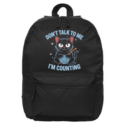 Dont Talk To Me Im Counting Crocheting Cat 16 in Basic Backpack