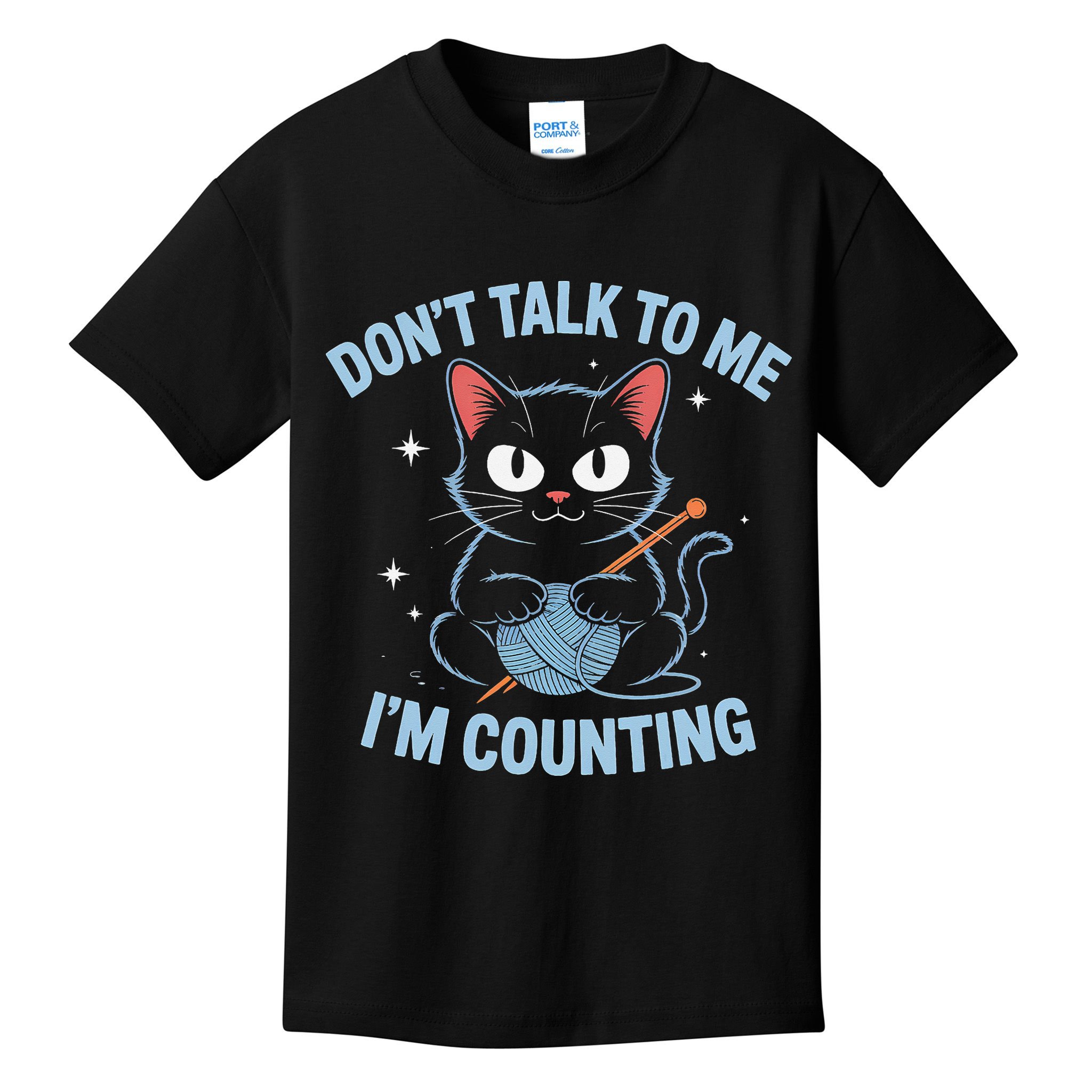Dont Talk To Me Im Counting Crocheting Cat Kids T-Shirt