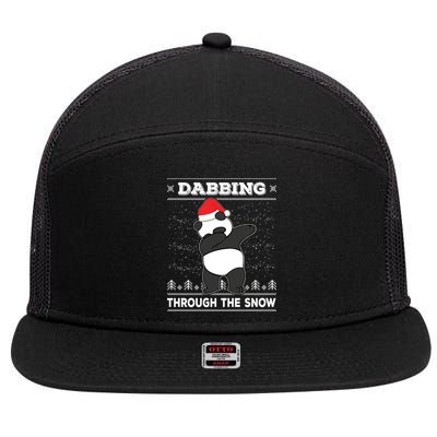 Dabbing Through The Snow Panda Bear Santa Claus Christmas Gift 7 Panel Mesh Trucker Snapback Hat