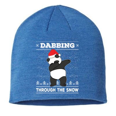 Dabbing Through The Snow Panda Bear Santa Claus Christmas Gift Sustainable Beanie