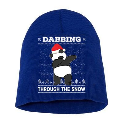 Dabbing Through The Snow Panda Bear Santa Claus Christmas Gift Short Acrylic Beanie