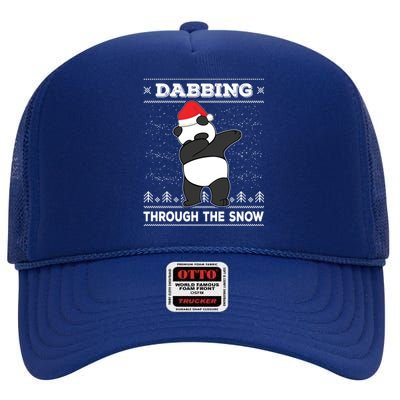 Dabbing Through The Snow Panda Bear Santa Claus Christmas Gift High Crown Mesh Back Trucker Hat