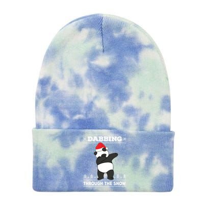 Dabbing Through The Snow Panda Bear Santa Claus Christmas Gift Tie Dye 12in Knit Beanie