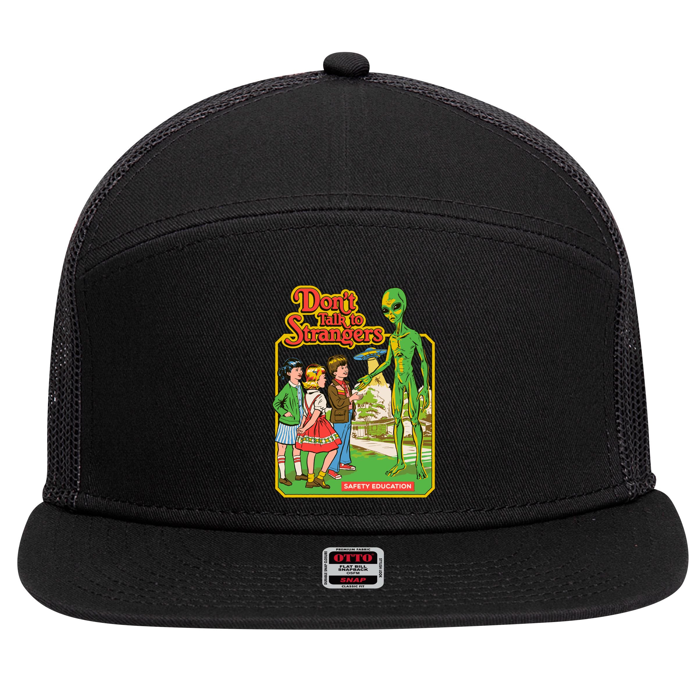 Don't Talk To Strangers 7 Panel Mesh Trucker Snapback Hat
