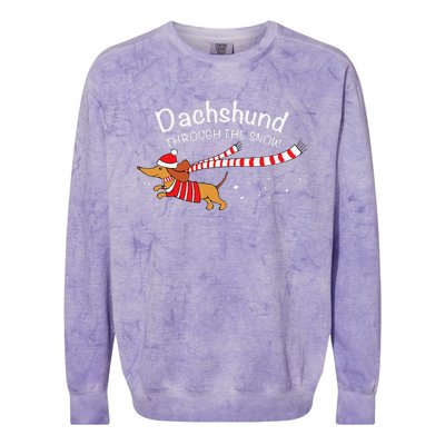 Dachshund Through The Snow Funny Dachshund Christmas Colorblast Crewneck Sweatshirt