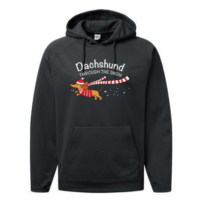 Dachshund Through The Snow Funny Dachshund Christmas Performance Fleece Hoodie