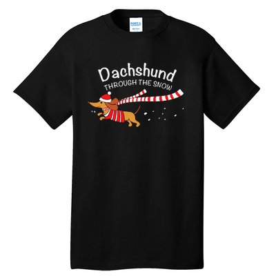 Dachshund Through The Snow Funny Dachshund Christmas Tall T-Shirt