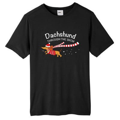 Dachshund Through The Snow Funny Dachshund Christmas Tall Fusion ChromaSoft Performance T-Shirt