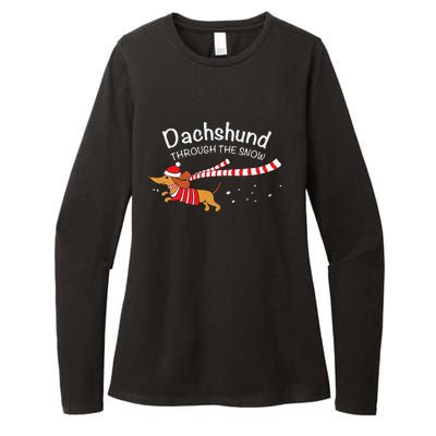 Dachshund Through The Snow Funny Dachshund Christmas Womens CVC Long Sleeve Shirt