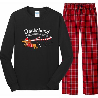 Dachshund Through The Snow Funny Dachshund Christmas Long Sleeve Pajama Set