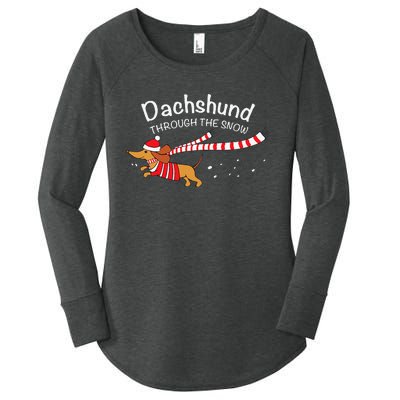 Dachshund Through The Snow Funny Dachshund Christmas Women's Perfect Tri Tunic Long Sleeve Shirt