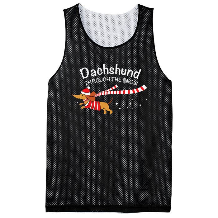 Dachshund Through The Snow Funny Dachshund Christmas Mesh Reversible Basketball Jersey Tank